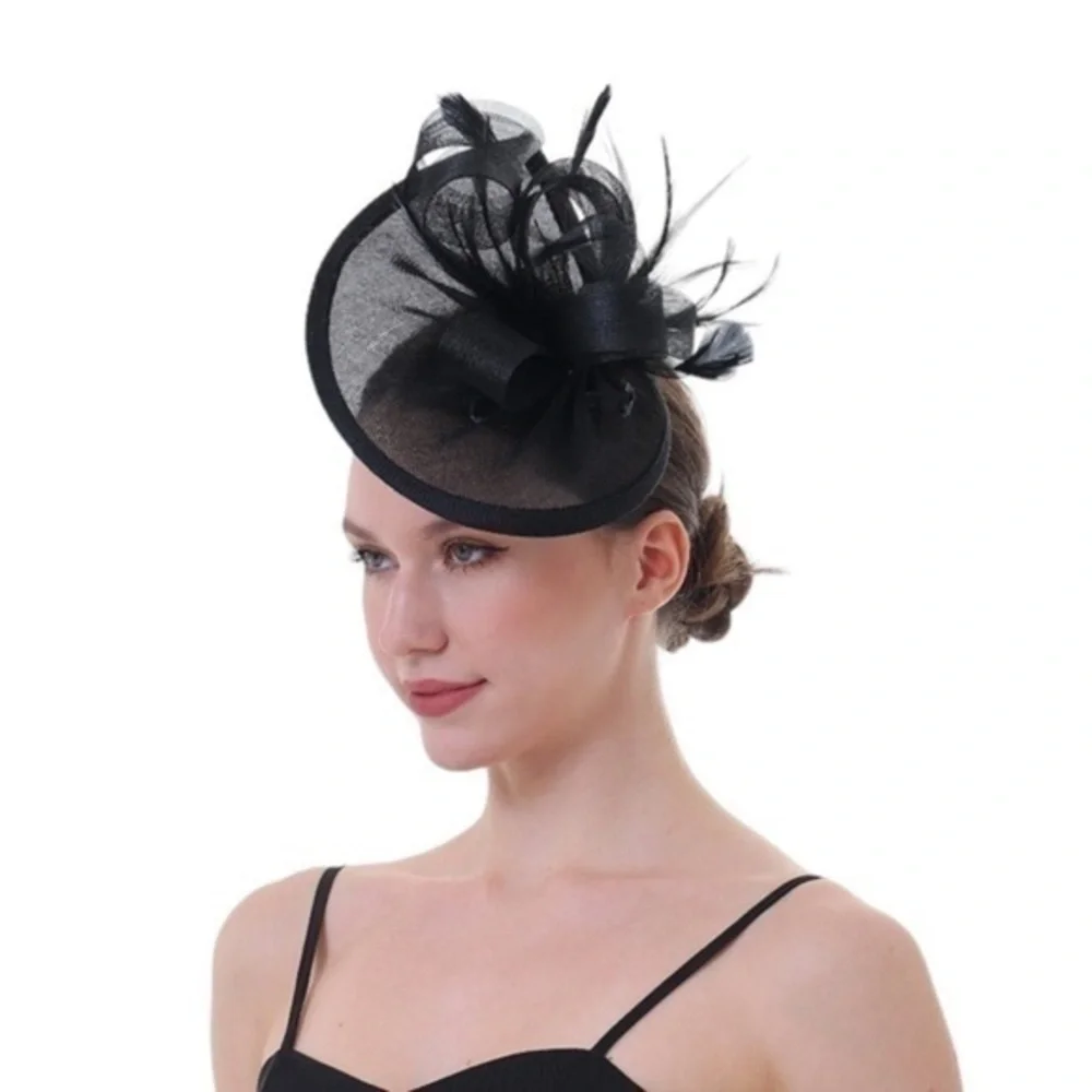 NWOT Black Color Fascinator Hat for Women Tea Party Wedding Kenturky Derby Hat